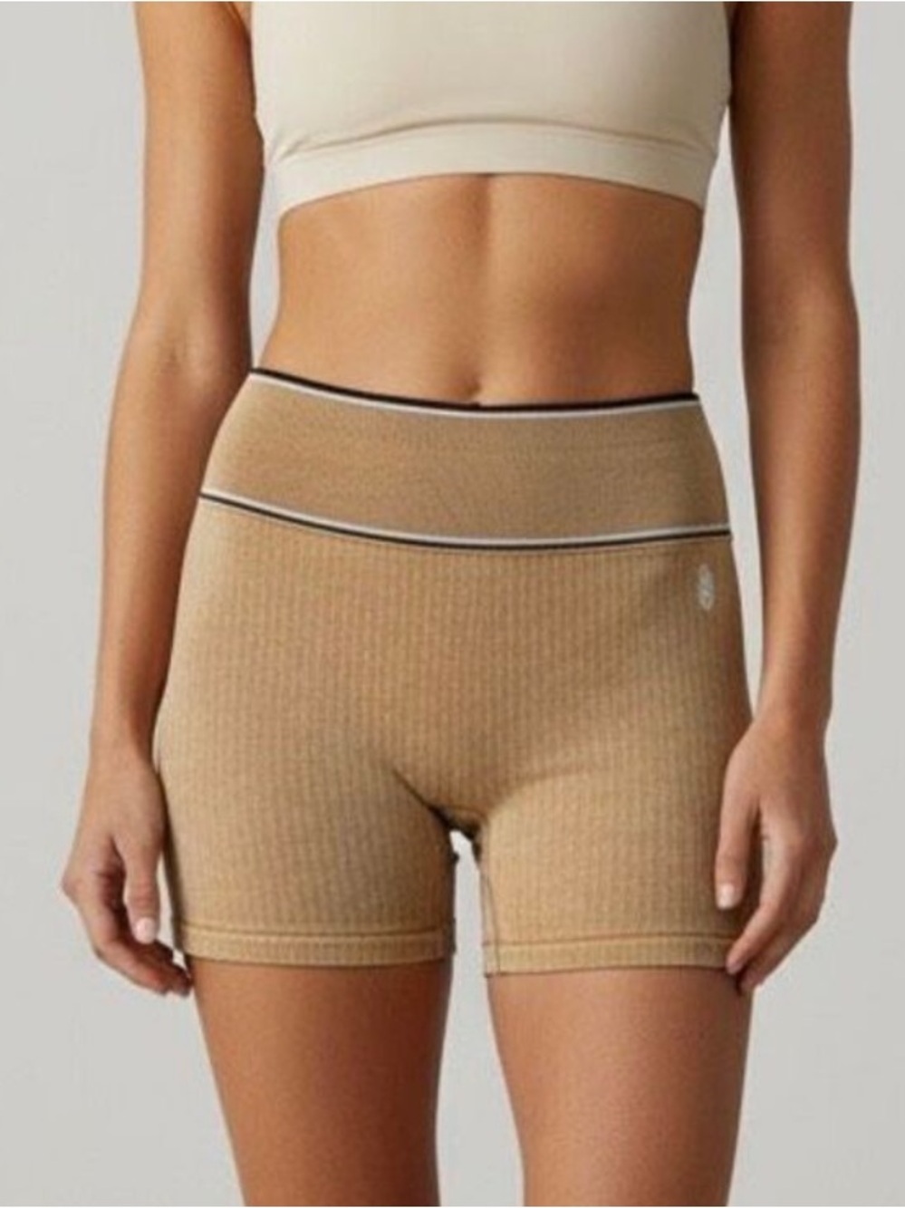 Free People Athletic Shorts FP Movement Varsity Tipping Ribbed Biker Shorts